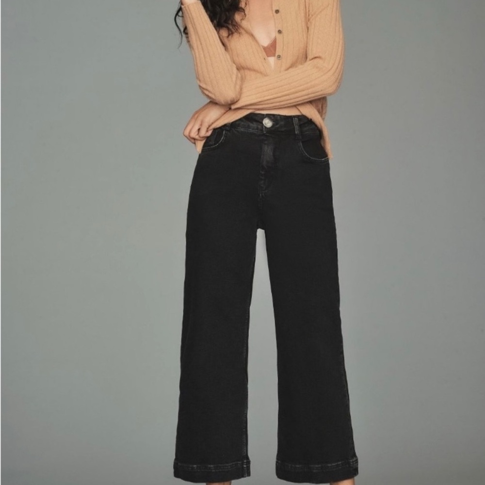 Pilcro Skipper High Rise Crop Leg Black Denim Jean, size 29